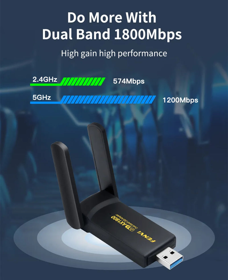 Adaptador Wifi 6 Fenvi Fu-ax1800 Doble Banda 2,4 Y 5ghz 1200