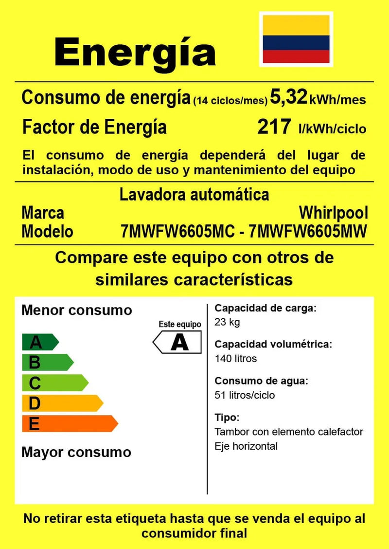 Lavadora Carga Frontal 23 Kg Xpert Inverter Blanca 7mwfw6605 Blanco