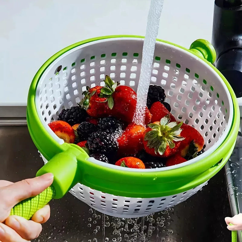 Colador Giratorio Enjuagar Alimentos Frutas Cocina Multiusos Verde