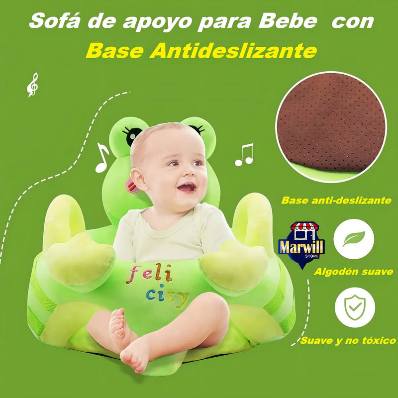 Sofá Almohada Asiento Cojin Silla Rana Aprender Sentar Portátil Felpa Suave Fácil Limpiar Seguro Cómodo Apoyo Perfecto Lindo Soporte Estable Mantener Postura Diseño Práctico Diversión Interactiva Bebé