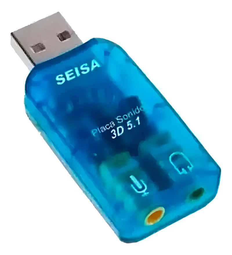Tarjeta De Sonido Usb 5.1. Audifonos Y Microfono Plug 3.5mm Color Azul