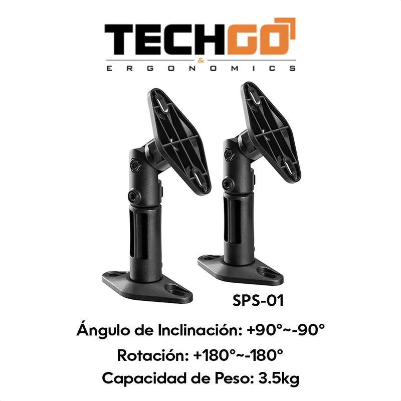 Kit Soportes Universales Altavoces Pared/techo Techgo Sps-01 Negro