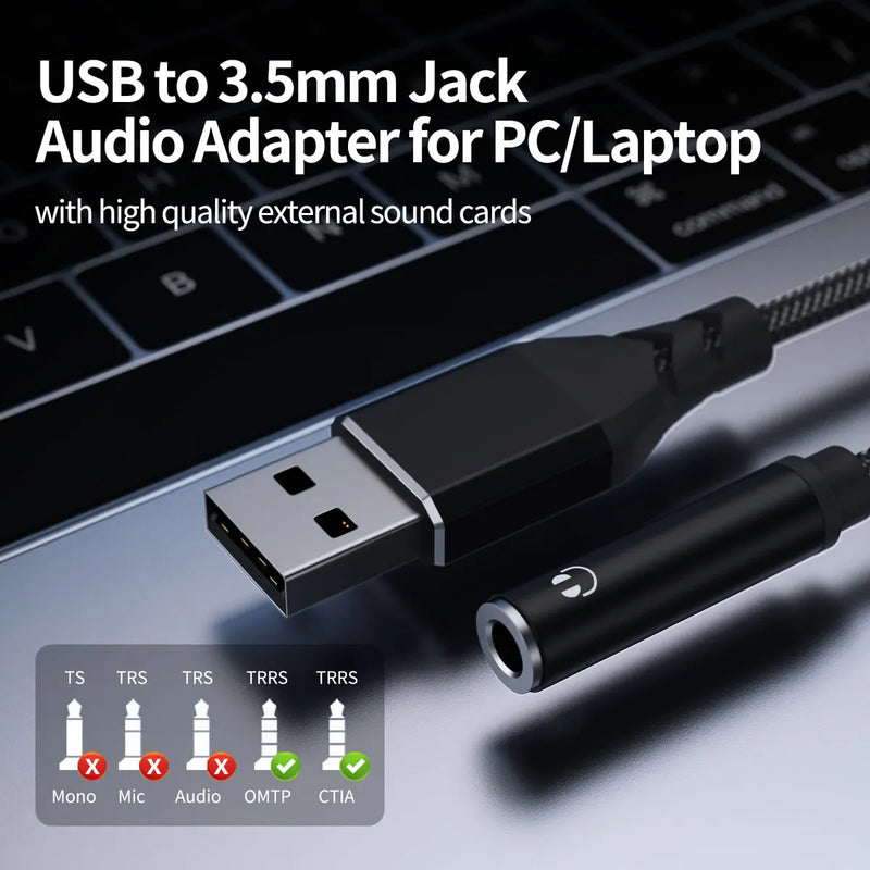 Adaptador De Audio Usb A Conector De 0.138 In, Tarjeta De So