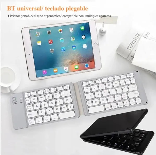 Mini Teclado Inalambrico Plegable Portatil, Bluetooth Color del teclado Blanco