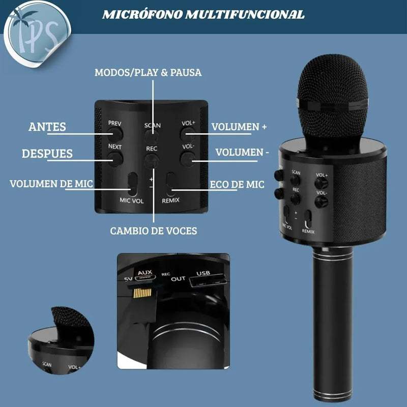 Microfono Karaoke Bluetooth -altavoz Ws 858 Color Rosa Chicle