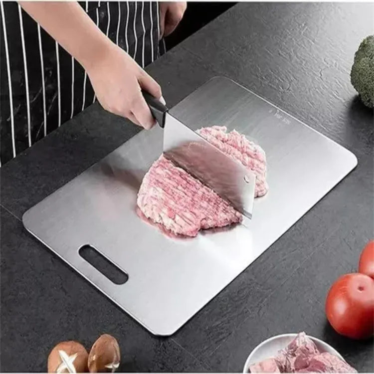 Tabla Cortar Alimentos Acero Inoxidable Antibacterial 30x20 Lisa