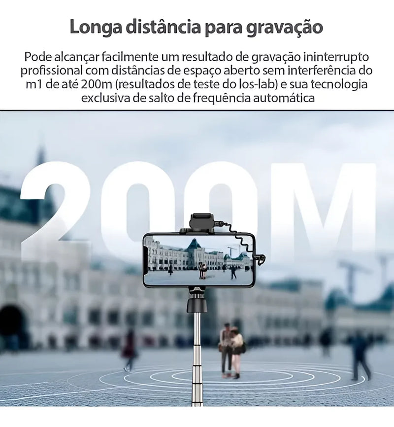 Micrófono inalámbrico Hollyland Lark M1 de doble solapa para teléfonos inteligentes de color negro