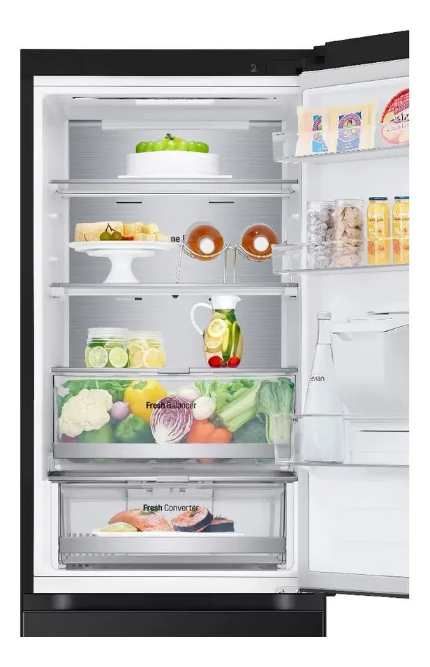 Nevera Lg 343l Bottom Freezer Doorcooling+ Thinq Negro Mate Plateado