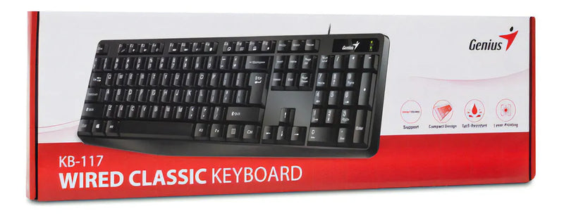 Teclado Genius Kb-117 Multimedia Usb Universal Negro Español Idioma Español Color Del Teclado Negro