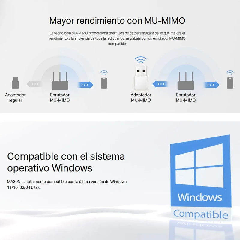 Adaptador Nano Usb Wifi Banda Dual Ac1300, Mercusys Ma30n