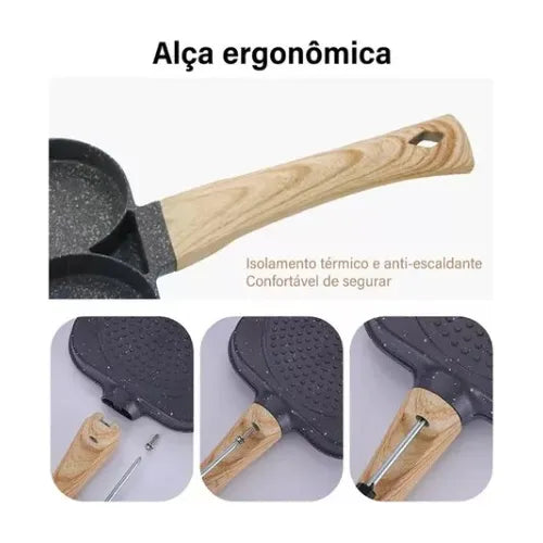 Sarten 3 Compartimientos Divisiones Huevos Pancakes Desayuno Gris