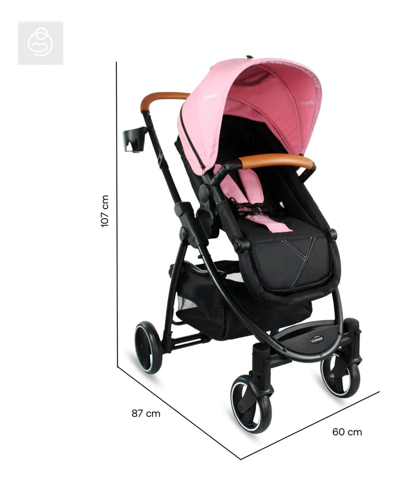 Coche De Bebé Bebesit Gold Lx Tipo Moisés Rosado Chasis Negro