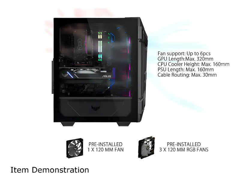 Gabinete para computadora de escritorio Asus TUF Gaming GT301 negro