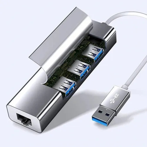 Adaptador De Red Usb 3.0 A Rj45 Ethernet + Hub 3.0 Multipuer