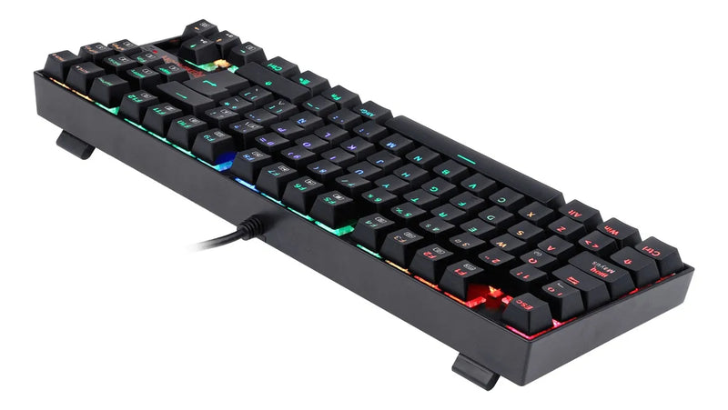 Teclado Redragon Kumara QWERTY Outemu Blue español latinoamérica color negro con luz RGB