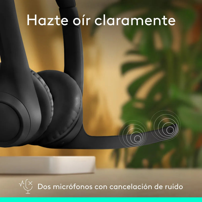 Logitech Zone 300, Diadema Bt Inalámbrica, 2 Micrófonos, Blk Color Negro Luz Blanco