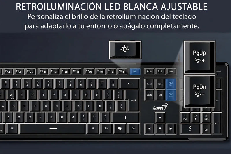 Teclado Con Cable Genius Slimstar 820 Iluminado Usb Teclado Negro Idioma Español España