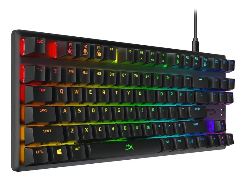 Teclado gamer HyperX Alloy QWERTY Red inglés US color negro con luz RGB