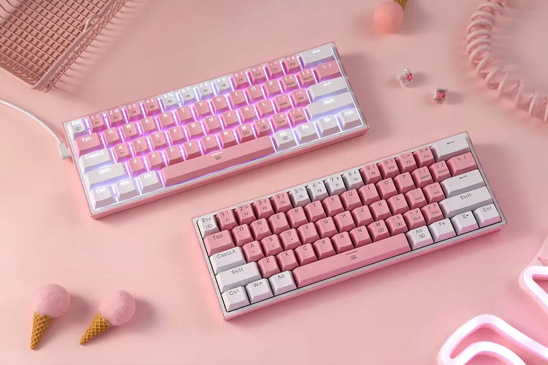 Teclado Redragon Fizz Pro K616-rgb Rosa/blanco Español Gamer Color Del Teclado Rosa Idioma Español Latinoamérica