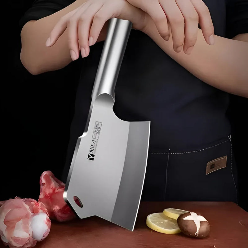 Hacha Carnicero Huesos Cuchillo Stainless Steel Inoxidable Color Plateado