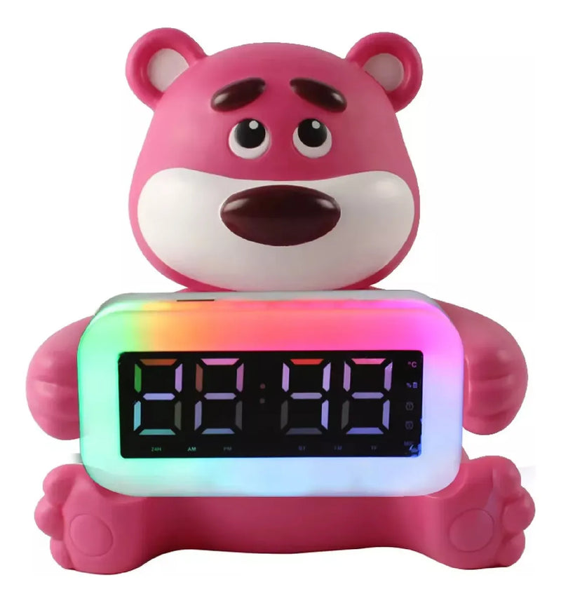 Reloj Radio Parlante Altavoz Bluetooth Iluminación Led Rgb Rosado Blanco