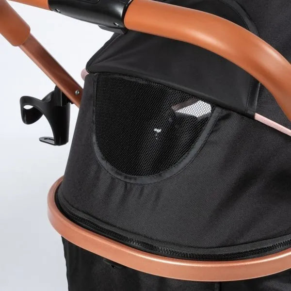 Coche Moisés Para Bebe Lujo 0 A 4 Años Ultra Liviano Color Negro - Azul Chasis Cobre