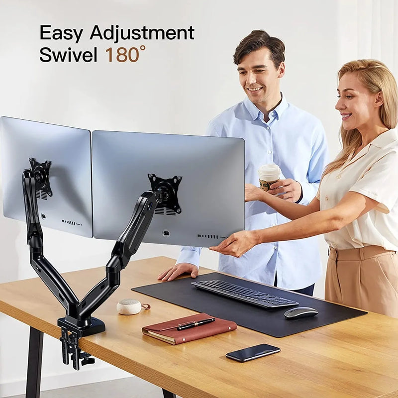 Soporte Monitor Dual Para Pantalla Pc De 17 A 33 Pulgadas Negro