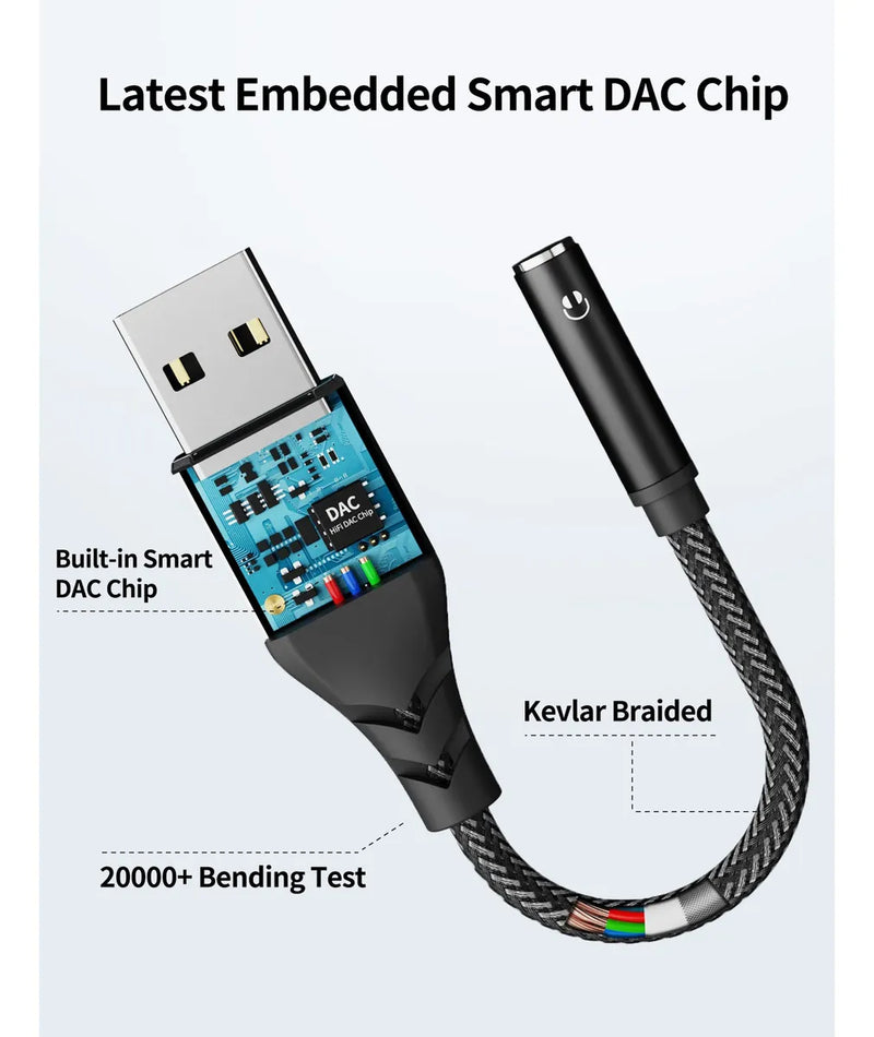 Adaptador De Audio Usb A Conector De 0.138 In, Tarjeta De So