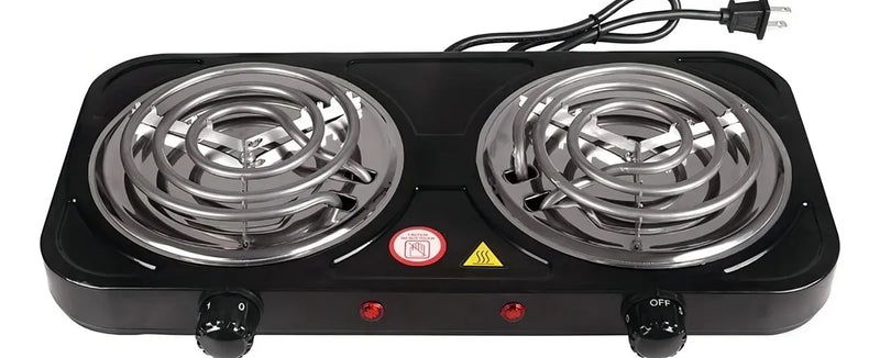 Fogon Eléctrico 2 Puestos, Estufa Electrica 5 Niveles Temperatura Color Negro Impovd