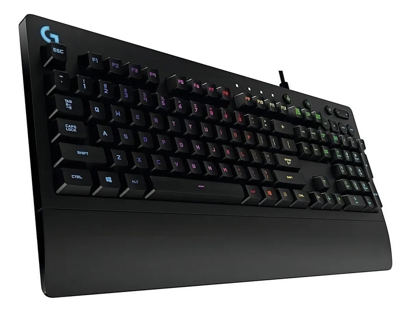 Teclado Logitech G Serie G QWERTY Romer-G inglés internacional color negro con luz RGB
