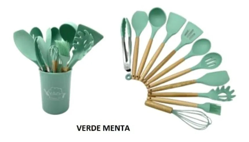 Set De 12 Utensilios De Cocina Silicona Resistentes Al Calor