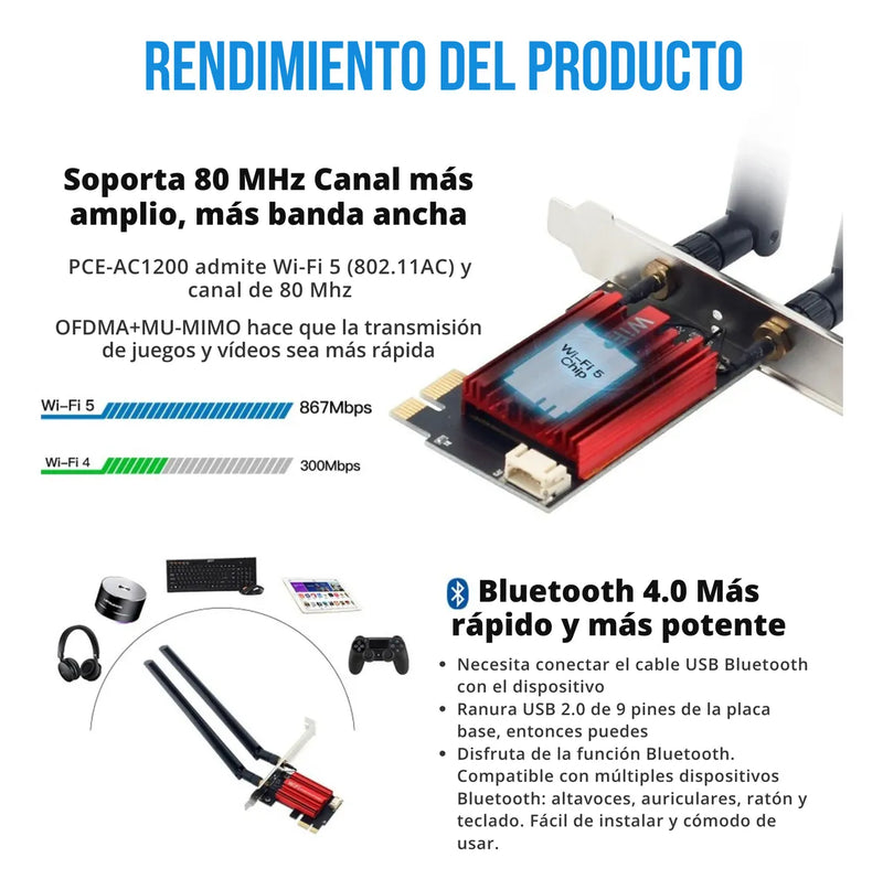 Tarjeta Wifi Bluetooth Pci Express Placa Red Doble Banda 5g