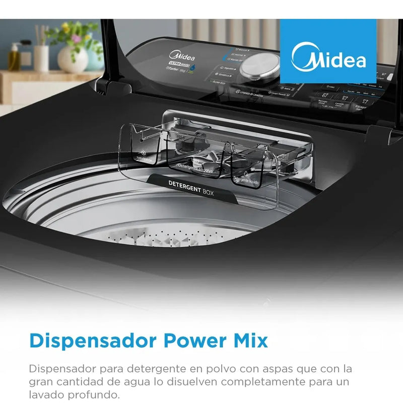 Lavadora Carga Superior 18 Kg Titanio Acero Inoxidable Midea Gris