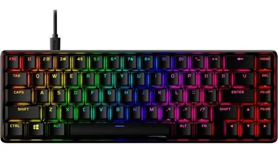 Teclado HyperX Alloy QWERTY HyperX Linear Red inglés US color negro con luz RGB
