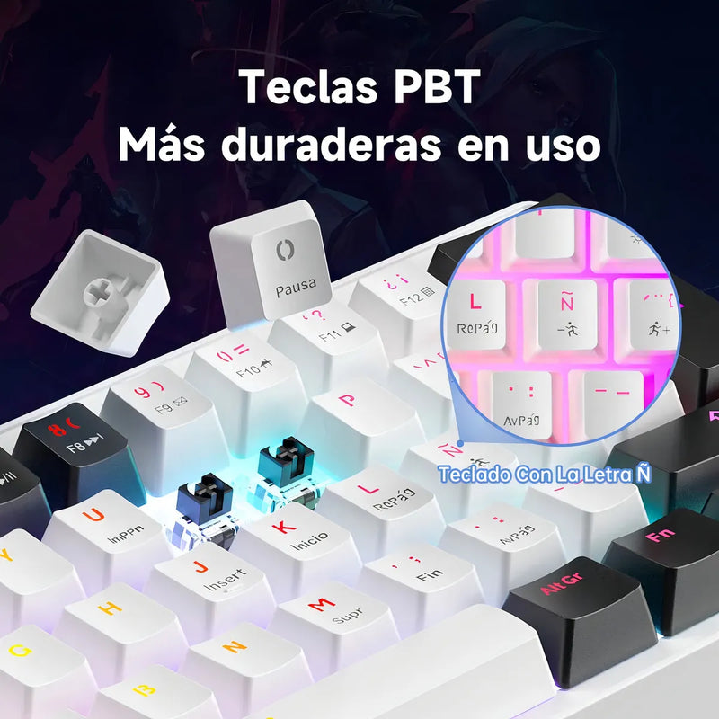 Teclado Gamer Mecánico Zifriend Ag61 Español Black Switches Retroiluminado Rainbow 62 Teclas 60% Compacto Interruptores Intercambiables En Caliente Hot Swap
