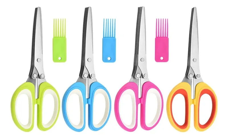 Tijeras de cocina con 5 cuchillas para cortar ensaladas, hierbas y condimentos