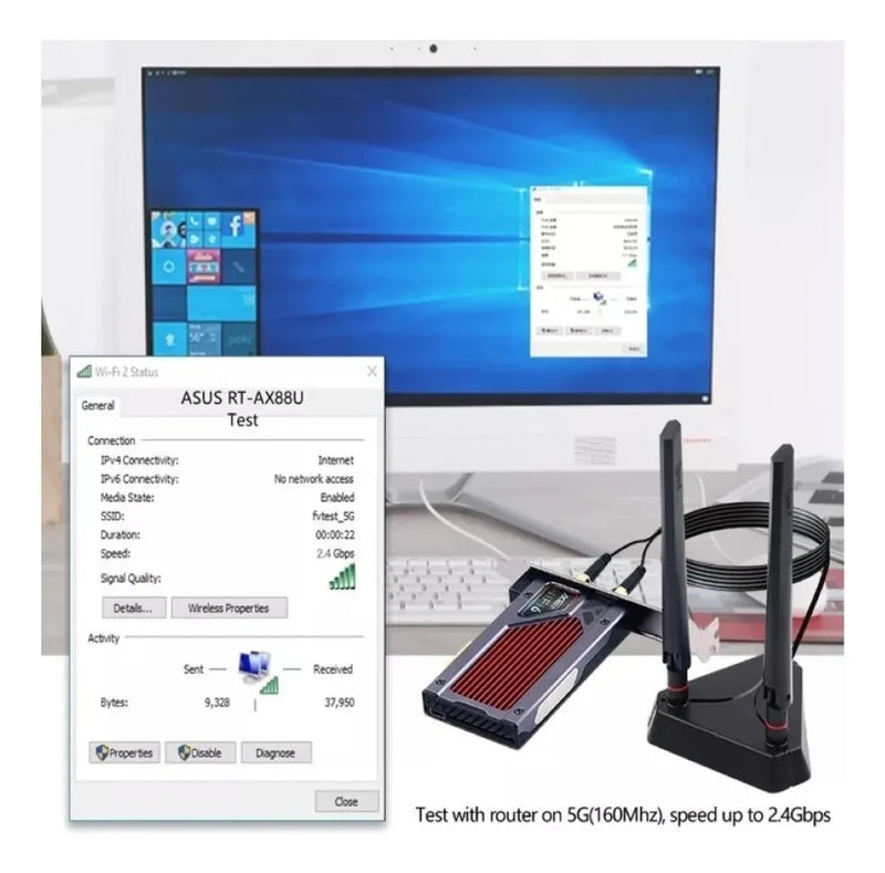 Adaptador Pcie Wi-fi 6e Bluetooth 5.3 Tribanda Rgb Fenvi