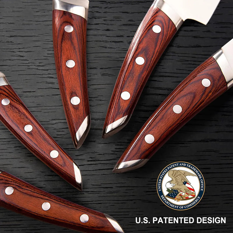 Set 5 Cuchillos Profesionales En Acero Inoxidable Japoneses Pakka Wood
