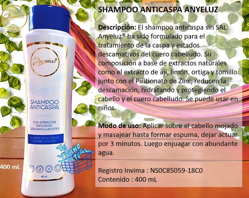 Shampoo Anticaspa Anyeluz 400 Ml