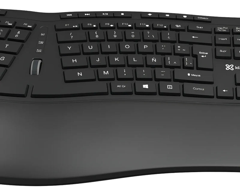 Teclado Klip Xtreme Transcend Wireless Ergonómico - Kbk-530s Color Del Teclado Negro