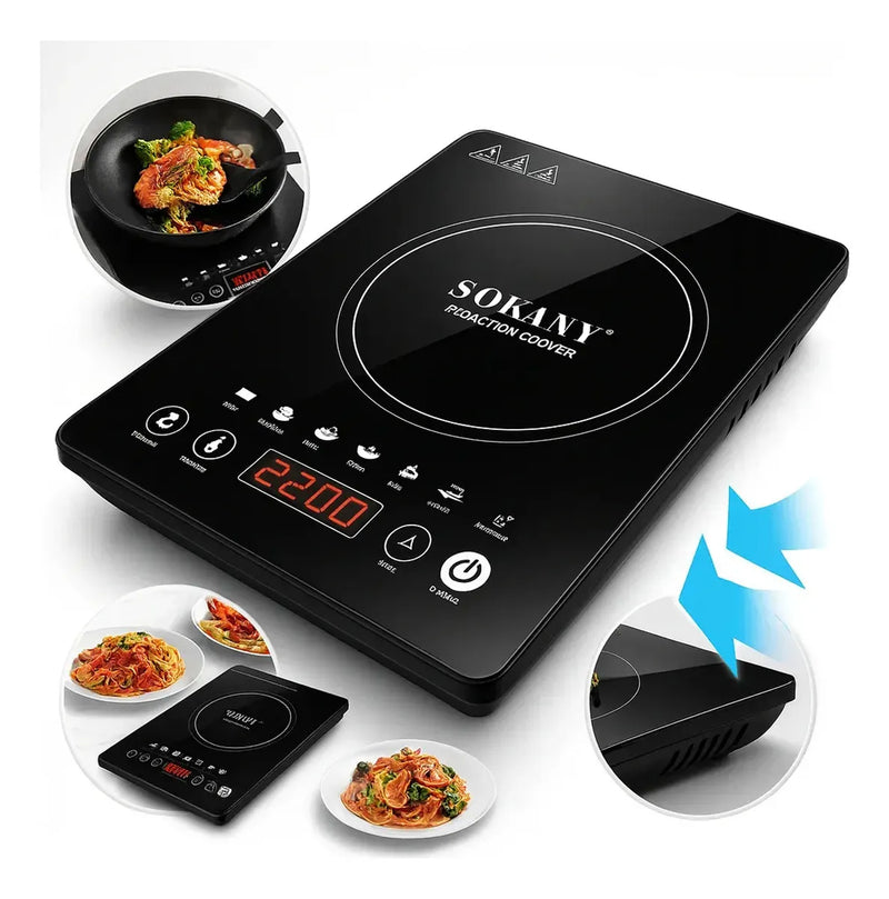 Estufa Inducción 1 Puesto Sokany Digital 1200w 110v Negro