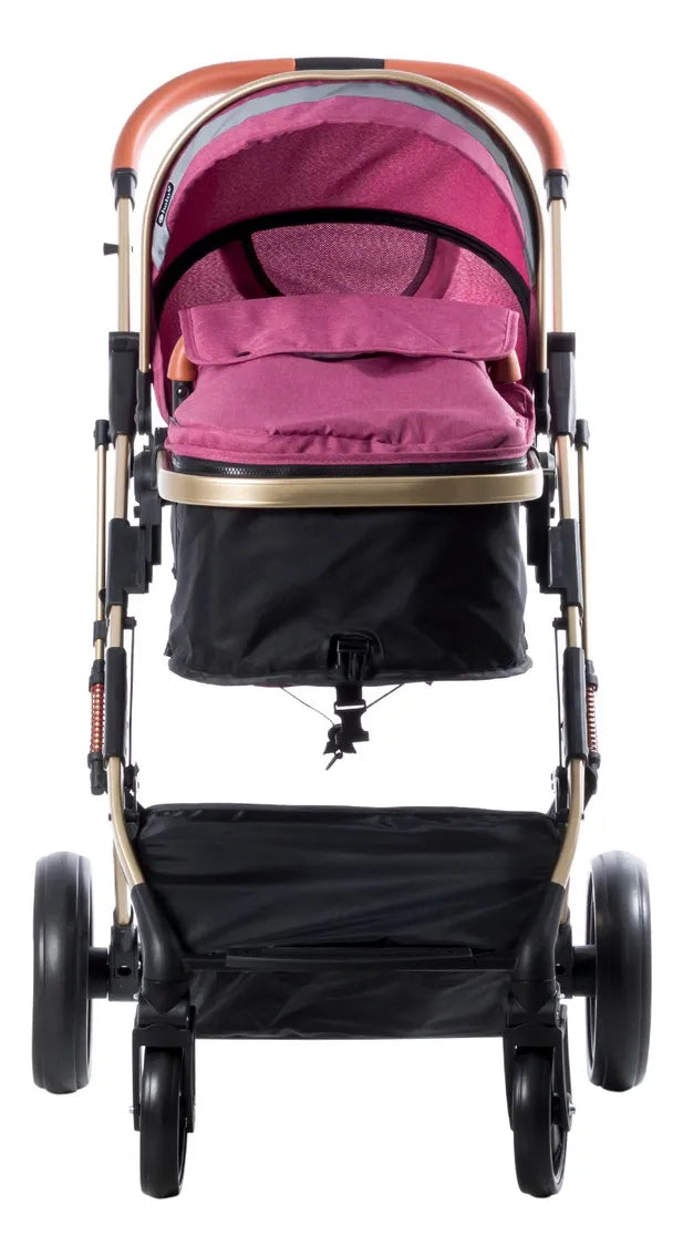 Coche Bebé Moises Plegable Ebaby Color Rosado Chasis Dorado