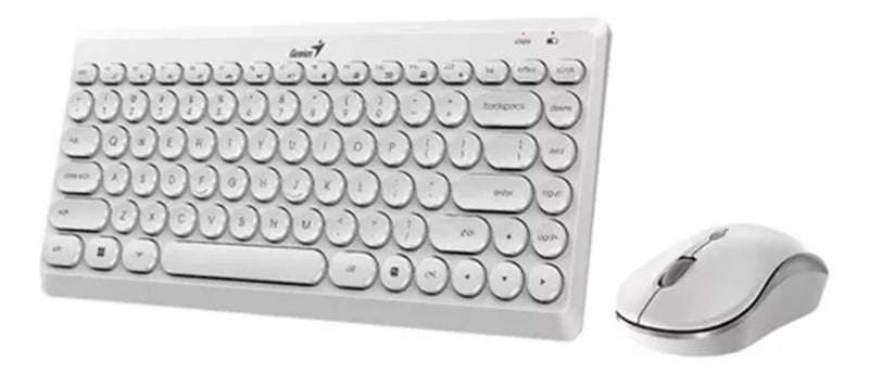 Combo Genius Teclado Y Mouse Q8000 Inalámbrico Tkl Mouse Blanco Teclado Blanco