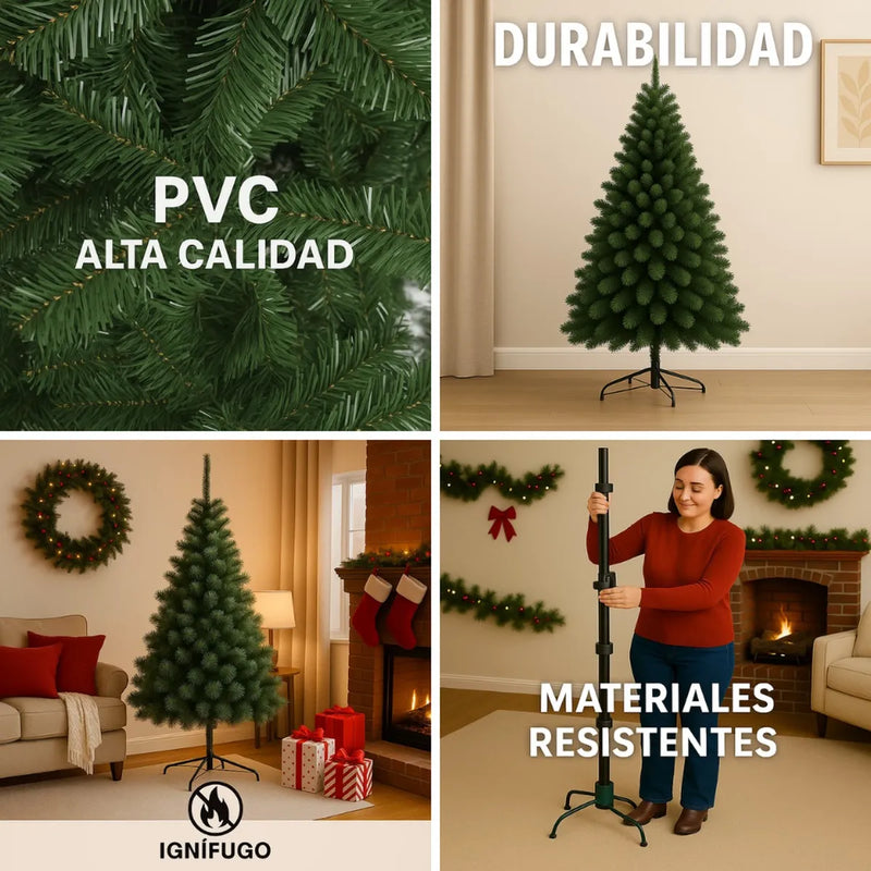 Árbol Andino 2.00m Navideño Para Decoración Muñecos Luces Verde