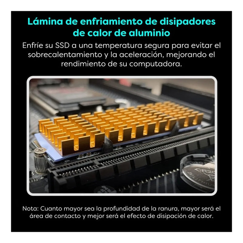 Kit Disipador M2 Aluminio Con Thermal Pad Memoria Nvme M.2
