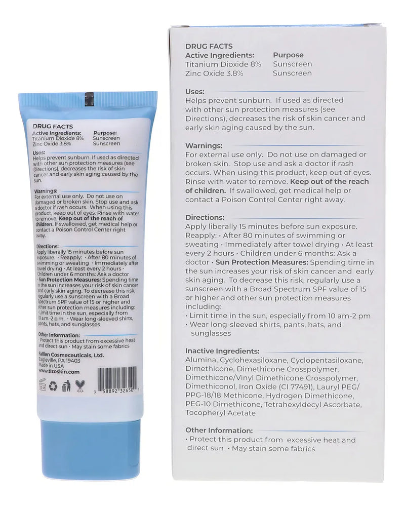TIZO 3 Protector Solar Facial Mineral con Color SPF 40 Tinted – Acabado Matte para Pieles Grasas y Sensibles, 50gr