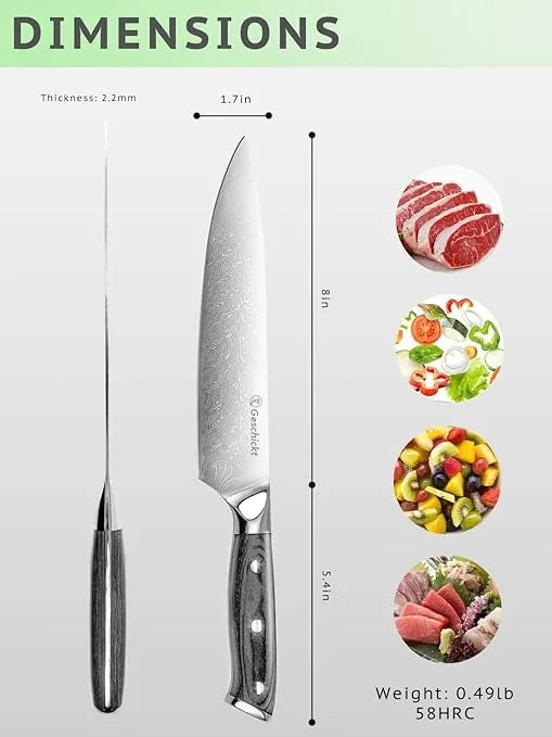 Cuchillo De Cocina Geschickt Chef 1 Unidad Plateado