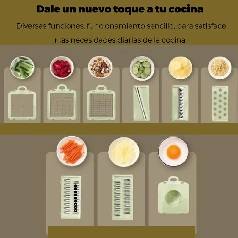 Picador Verduras Rallador Multifuncional Mandolina Cortador Verde Claro