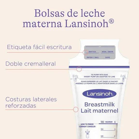 Bolsas Pre-esterilizada Leche Materna Lasinoh 180 Ml X 100un