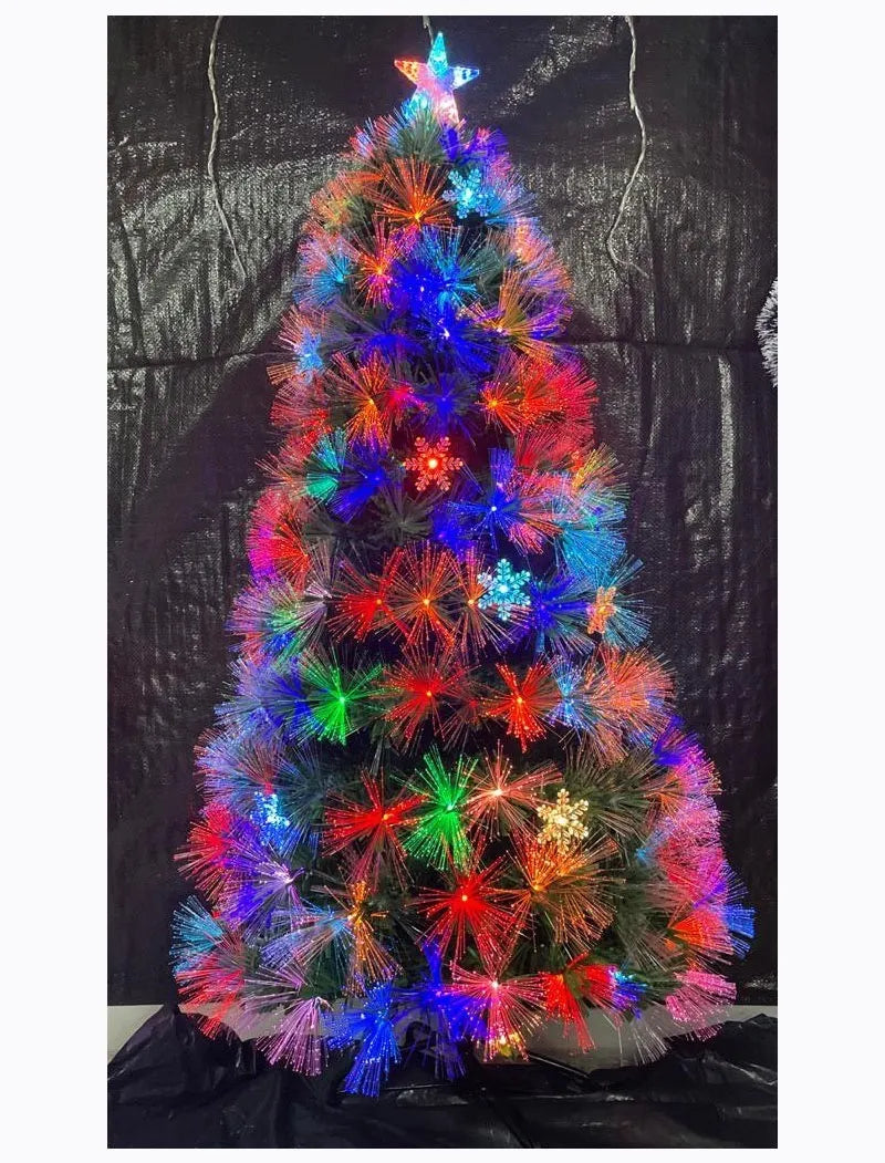 Arbol Fibra Optica 7 Colores Alta Densidad 210cm Verde Oscuro